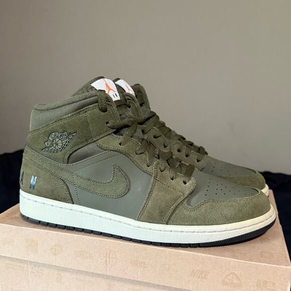 2018 Air Jordan 1 Mid Retro Olive Canvas main image 5